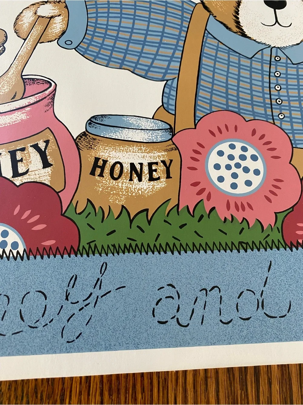 Vintage 1980s 90s 4 Vinyl Placemats Honey and Bees Teddy Bear Country Kitchen